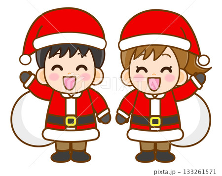 サンタクロースの格好をした小学生のイラスト素材2 133261571