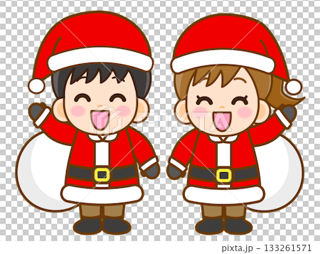 Illustration material 2 of elementary school students dressed as Santa Claus Illustration material 2 of elementary school students dressed as Santa Claus 133261571