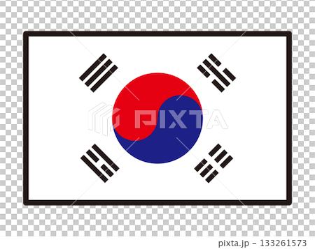 Simple South Korean flag icon illustration material Simple South Korean flag icon illustration material 133261573