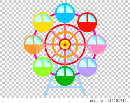 簡單的遊樂園摩天輪插畫素材 簡單的遊樂園摩天輪插畫素材 133261712