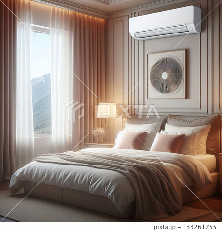 穏やかな空気が漂うリラックス寝室 133261755