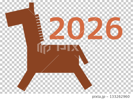 Simple New Year's card material for 2026 (Year of the Horse) 133262960