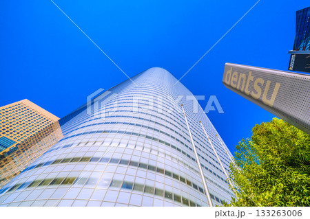 日本の東京都市景観 汐留のビジネス街。電通本社などを望む 日本の東京都市景観 汐留のビジネス街。電通本社などを望む 133263006