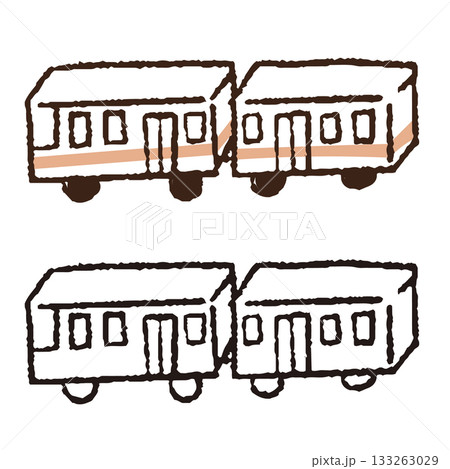 手描きの電車のおもちゃ 手描きの電車のおもちゃ 133263029