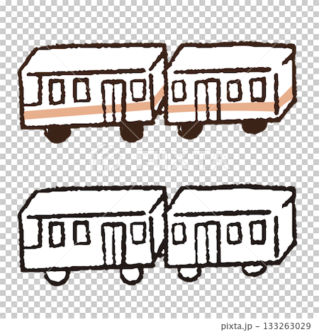 手描きの電車のおもちゃ 手描きの電車のおもちゃ 133263029