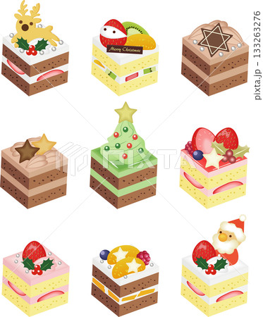 スクエアクリスマスミニケーキセット 133263276