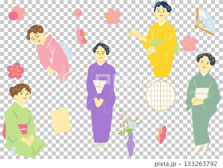 日式旅館或餐廳女老闆的待客之道——身著和服的女士——入境遊客資料 日式旅館或餐廳女老闆的待客之道——身著和服的女士——入境遊客資料 133263792