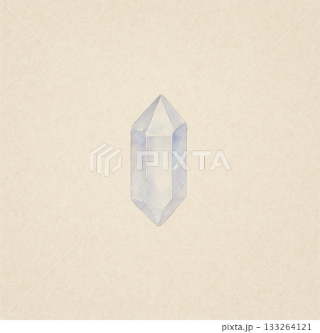 鉱石シリーズ：中央に透明な水晶を描いたシンプルな構図 133264121