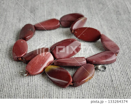 Stacked red jasper necklace. The wide, hand-cut natural stone is a traditional Ukrainian ethnic necklace Stacked red jasper necklace. The wide, hand-cut natural stone is a traditional Ukrainian ethnic necklace 133264374