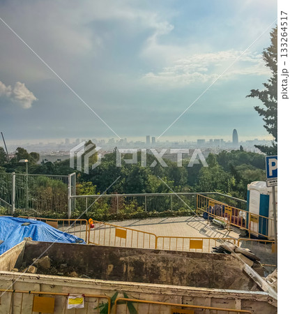 City Skyline View from Hill with Construction Site City Skyline View from Hill with Construction Site 133264517
