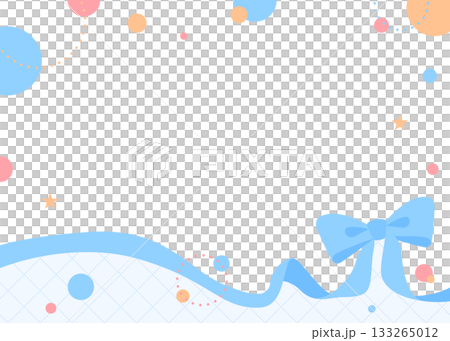 Ribbon decoration frame, circular object, pop design 133265012