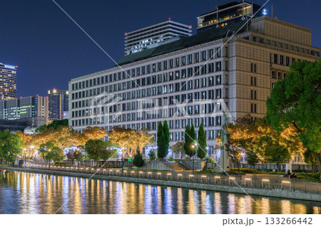 大阪市役所と中之島の夜景 大阪市役所と中之島の夜景 133266442