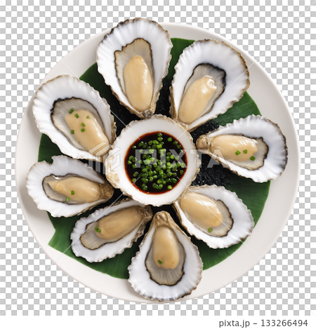 Kaki No Kawa Yaki - Grilled oysters, often brushed with a soy-based marinade and garnished with green onions. The natural 133266494