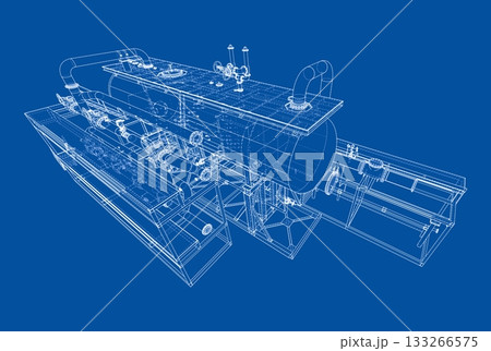 Detailed Blueprint of Industrial Machinery. Vector Detailed Blueprint of Industrial Machinery. Vector 133266575
