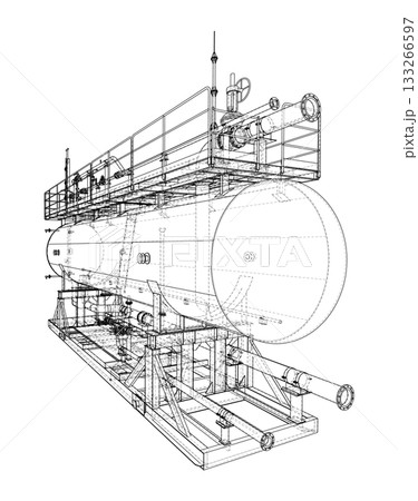 Industrial Tank Wireframe Design. Vector Industrial Tank Wireframe Design. Vector 133266597
