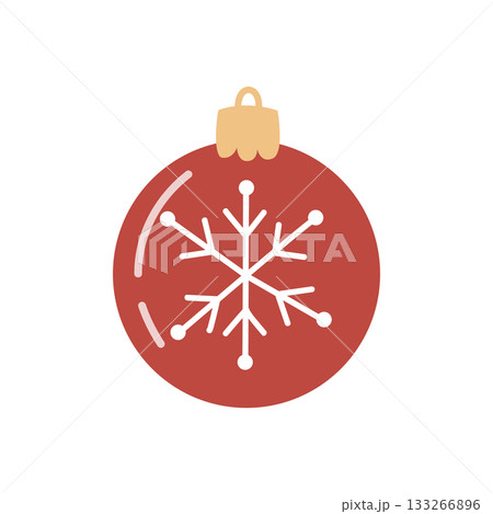 Red Christmas bauble with snowflake festive holiday vector illustration Red Christmas bauble with snowflake festive holiday vector illustration 133266896