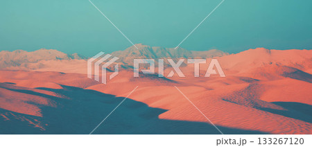 Dynamic interplay of ocean waves and arid desert dunes showcases nature's vast contrasts. Dynamic interplay of ocean waves and arid desert dunes showcases nature's vast contrasts. 133267120