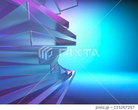 重なりあったクリスタルガラスの3Dイラストレーション 133267207