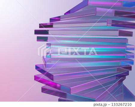 重なりあったクリスタルガラスの3Dイラストレーション 133267210
