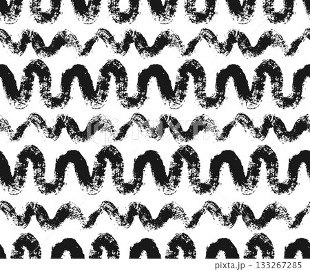 Seamless Grunge Wave Brush Stroke Pattern Vector Background for Hand Painted Abstract Modern Design 133267285