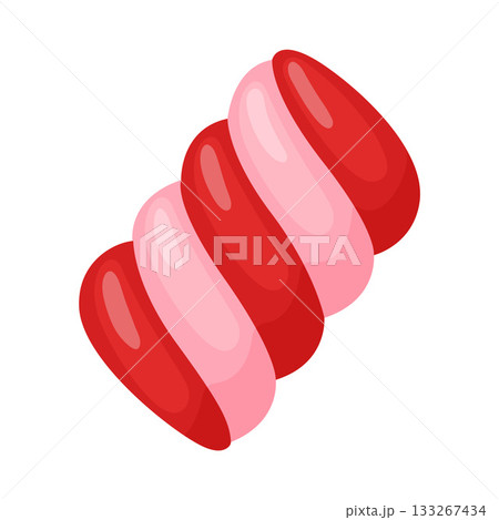 spiral twisted marshmallow red and light pink sections. flat style vector illustration. spiral twisted marshmallow red and light pink sections. flat style vector illustration. 133267434