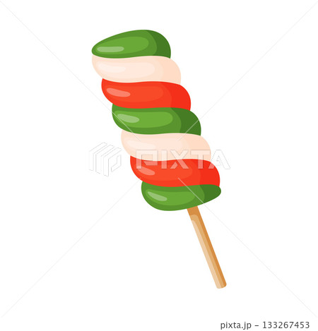 spiral twisted lollipop on brown stick. flat style.  133267453