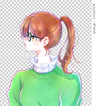 戴眼鏡的馬尾女 戴眼鏡的馬尾女 133267576