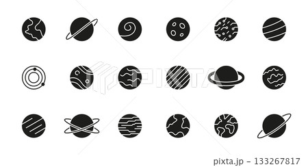 Planetary And Celestial Bodies Solid Icon Set. Astronomy, Space Exploration and Cosmic Phenomena Silhouette Symbol Collection. Solar System And Universe. Isolated Vector Illustration Planetary And Celestial Bodies Solid Icon Set. Astronomy, Space Exploration and Cosmic Phenomena Silhouette Symbol Collection. Solar System And Universe. Isolated Vector Illustration 133267817