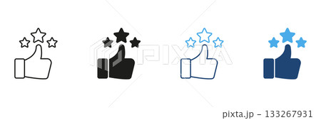 Thumbs Up With Stars Line And Solid Icon Set. Positive Feedback, Customer Satisfaction, And Quality Rating Outline And Silhouette Symbol Collection. Isolated Vector Illustration Thumbs Up With Stars Line And Solid Icon Set. Positive Feedback, Customer Satisfaction, And Quality Rating Outline And Silhouette Symbol Collection. Isolated Vector Illustration 133267931