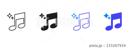 Musical Note With Sparkles Line And Solid Icon Set. Melody, Sound, And Music Appreciation Outline And Silhouette Symbol Collection. Audio And Entertainment Theme. Isolated Vector Illustration Musical Note With Sparkles Line And Solid Icon Set. Melody, Sound, And Music Appreciation Outline And Silhouette Symbol Collection. Audio And Entertainment Theme. Isolated Vector Illustration 133267934