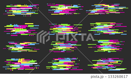 Glitches video textures graphic elements set....のイラスト素材 [133268617] - PIXTA