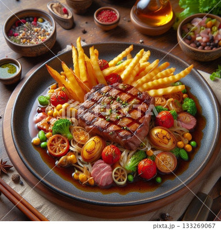 フォトジェニックフード!俯瞰の秋冬の肉料理まとめ一面!お皿溢れるほどにある丸ごと! フォトジェニックフード!俯瞰の秋冬の肉料理まとめ一面!お皿溢れるほどにある丸ごと! 133269067