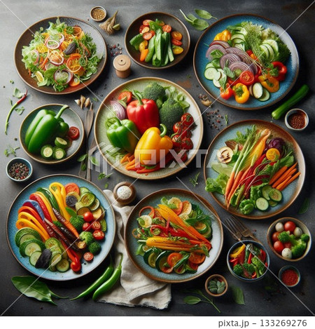 フォトジェニックフード！サラダボウル横の俯瞰！店内がヨコに見える 133269276