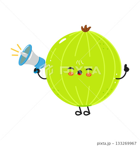 Gooseberry character announcing news with a megaphone 133269967