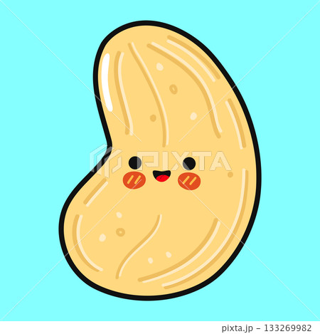 Cashew nut character smiling on blue background 133269982