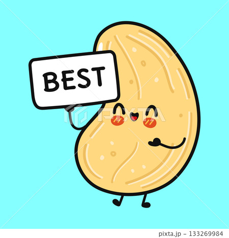Cashew nut cartoon character holding best sign Cashew nut cartoon character holding best sign 133269984