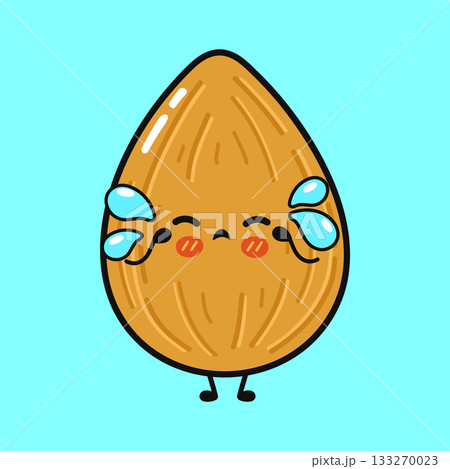 Happy crying almond expressing sadness and emotion Happy crying almond expressing sadness and emotion 133270023