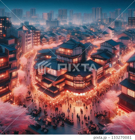 フォトジェニック夜景！日本大都市東京のキラキラ♪エモい春の街並み 133270081