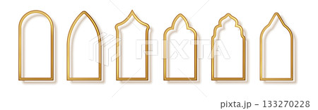 Islamic decorative golden frame set, perfect for Muslim holiday designs. 133270228