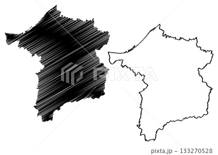 Ried im Innkreis district (Republic of Austria or osterreich, Upper Austria or Oberosterreich state) map vector illustration, scribble sketch Bezirk Ried im Innkreis map 133270528