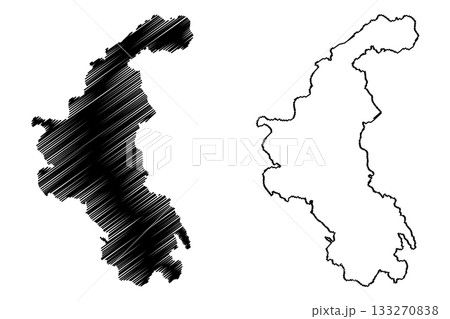 Weiz district (Republic of Austria or osterreich, Styria, Steiermark or stajerska state) map vector illustration, scribble sketch Bezirk Weiz map 133270838