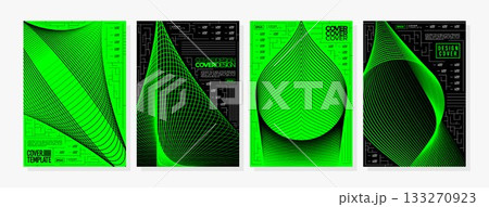 Cyberspace technology wireframe line abstract cover set Cyberspace technology wireframe line abstract cover set 133270923