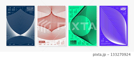 Digital technology effect line abstract cover set Digital technology effect line abstract cover set 133270924