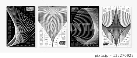 Black and white geometric structure line abstract cover set Black and white geometric structure line abstract cover set 133270925