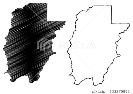 Novo Horizonte do Oeste municipality (State of Rondonia or Rondonia, RO, Municipalities of Brazil, Federative Republic of Brazil) map vector illustration, scribble sketch map 133270992