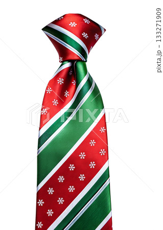 Festive christmas necktie with classic red and green pattern featuring snowflakes, perfect for holiday parties, office wear, seasonal family gatherings Festive christmas necktie with classic red and green pattern featuring snowflakes, perfect for holiday parties, office wear, seasonal family gatherings 133271909