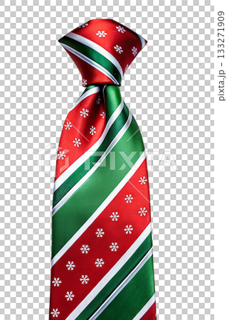 Festive christmas necktie with classic red and green pattern featuring snowflakes, perfect for holiday parties, office wear, seasonal family gatherings Festive christmas necktie with classic red and green pattern featuring snowflakes, perfect for holiday parties, office wear, seasonal family gatherings 133271909