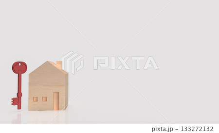 The Real Estate Investment Concept with Wooden House and Key 3d Rendering. 133272132