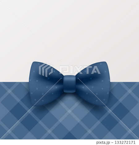 Blue Bow Tie Greeting Card. Elegant Blue Bow Tie Square Background Banner with Blue Bow Tie Decoration for Wedding Invitation, Birthday Gift Card, Fathers Day Card Template 133272171