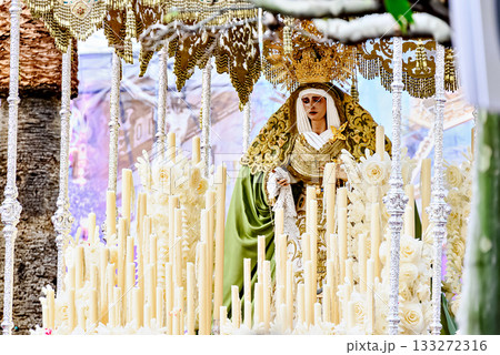 Image of Our Lady of the Olive Trees during Holy Week in Alcala de Guadaira, Seville, Andalusia Image of Our Lady of the Olive Trees during Holy Week in Alcala de Guadaira, Seville, Andalusia 133272316